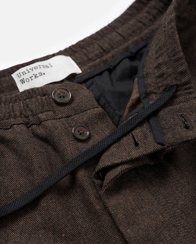TWEED PLEATED TRACK PANT - BROWN