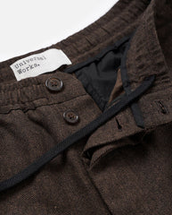 TWEED PLEATED TRACK PANT - BROWN