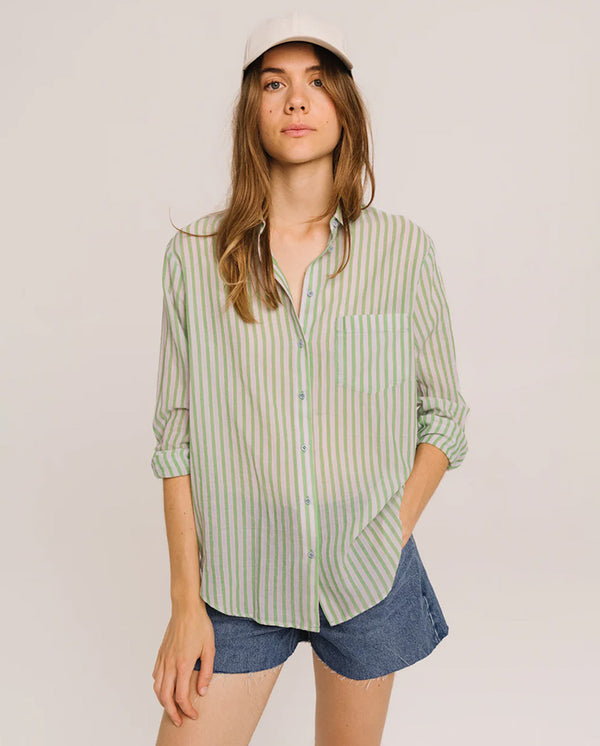 Manon Stripe Shirt - Sweet Green