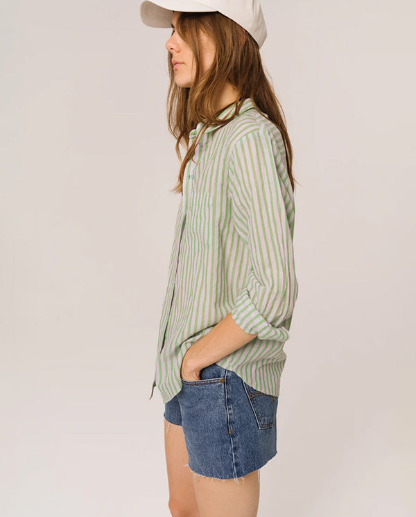 Manon Stripe Shirt - Sweet Green