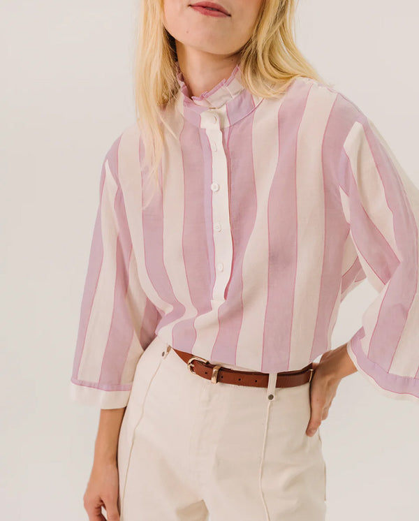 Loretta Wide Stripe Blouse - Rose