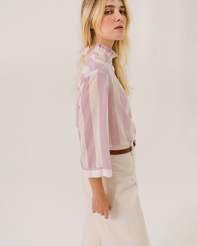 Loretta Wide Stripe Blouse - Rose