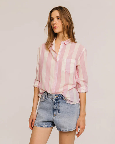 Manon Stripe Shirt - Cherry Rose