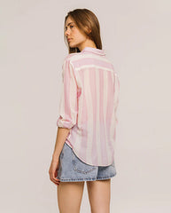 Manon Stripe Shirt - Cherry Rose