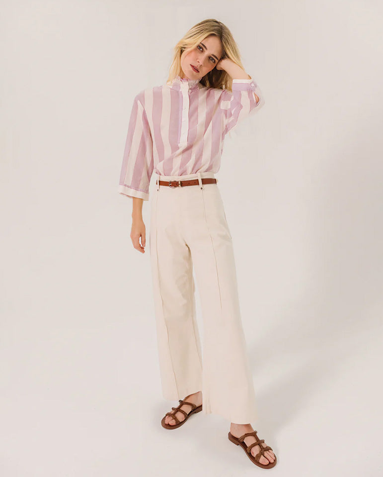 Loretta Wide Stripe Blouse - Rose