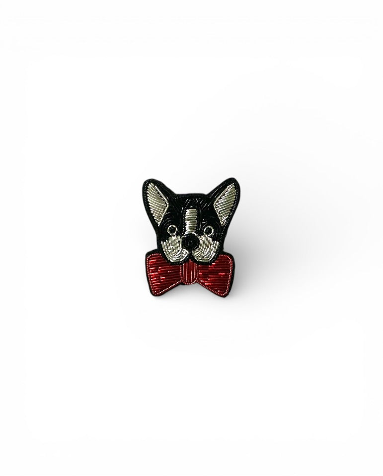 Bow Dog Badge  Red/Silver/Black