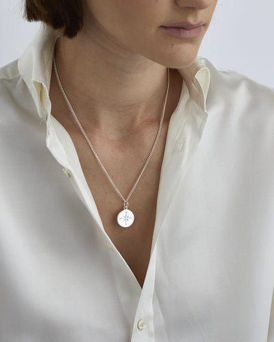 Large Silver Compass Necklace