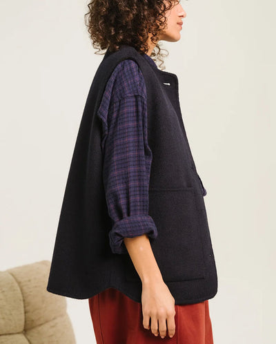 Antonia Reversible Vest - Blue Check
