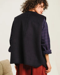 Antonia Reversible Vest - Blue Check