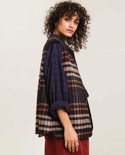 Antonia Reversible Vest - Blue Check