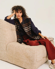 Antonia Reversible Vest - Blue Check