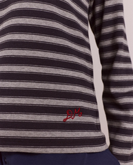 Lilah Fitted L/S Tee - Grey Marl Stripe