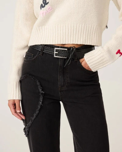 Sailen Lace-up Belt Croco - Black