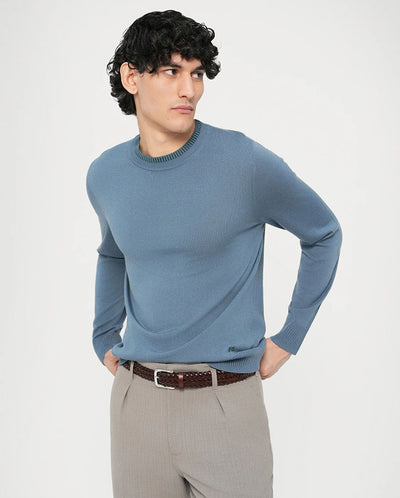 MENS CREW NECK SWEATER - Grey/Blue