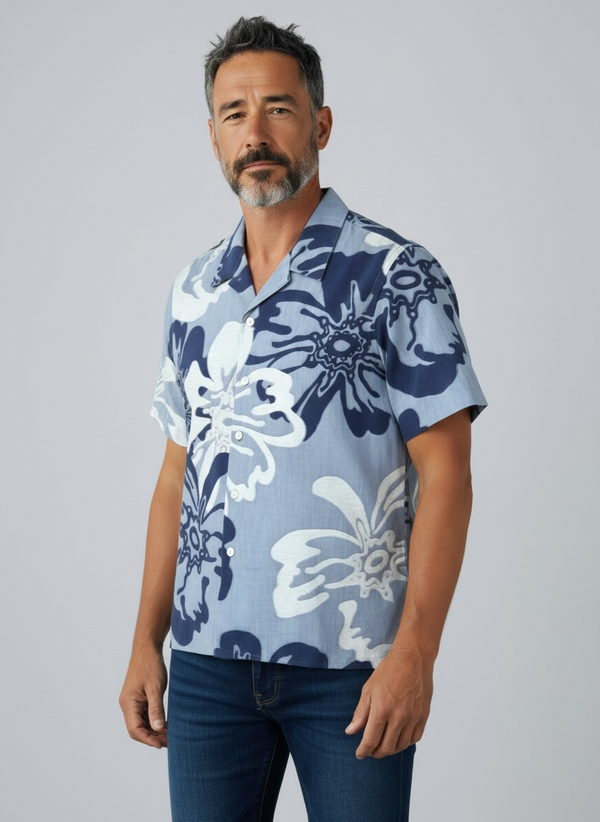 Woven Casual Fit Shirt - Blue Pattern.