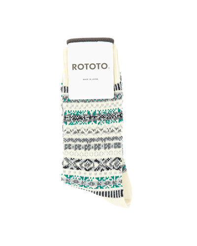 Jacquard Crew Fairisle Socks IVORY