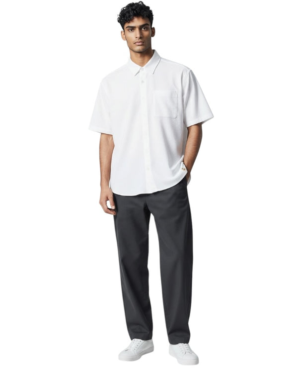Textured Short Sleeve Shirt - White