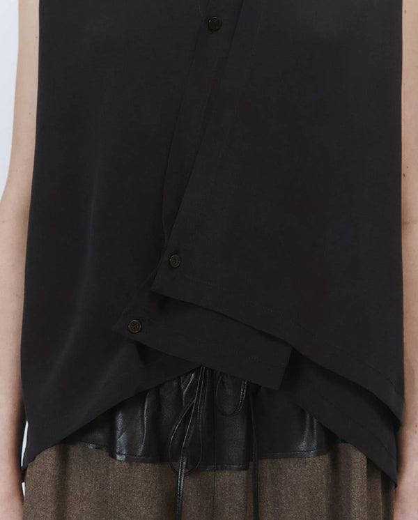 Silk Waistcoat Blouse BLACK