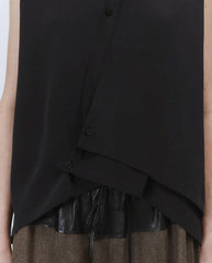 Silk Waistcoat Blouse BLACK