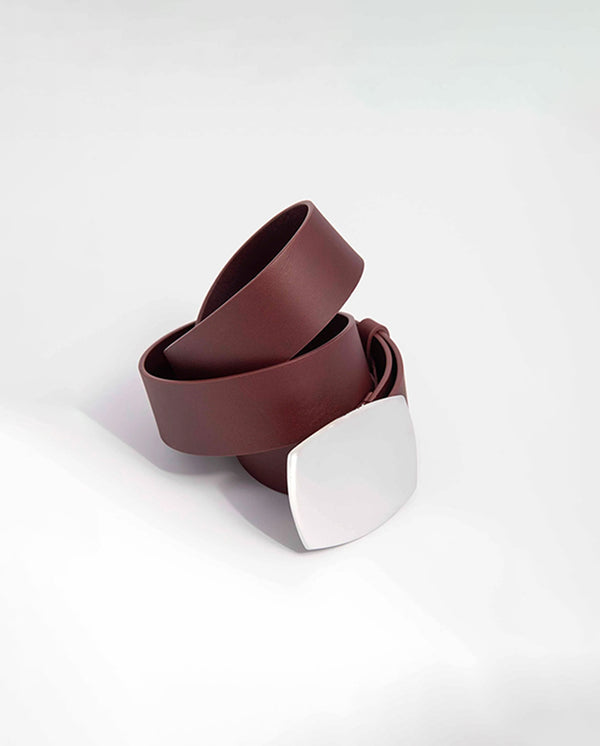 Buckle leather Belt - Grape