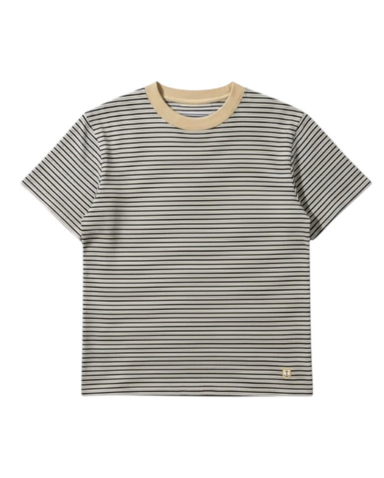 Heritage stripe Tee - Gravel / Marine Deep