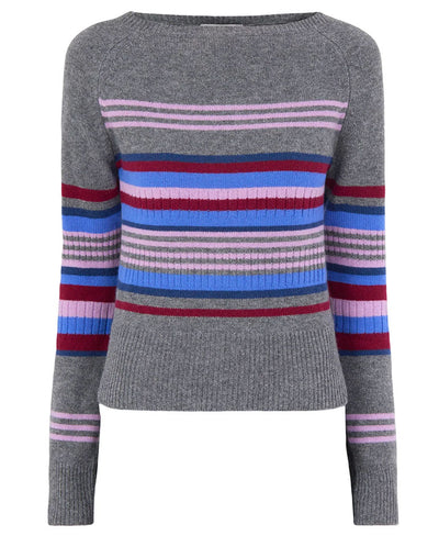 Yesley Wide Neck Jumper - Bold Stripe