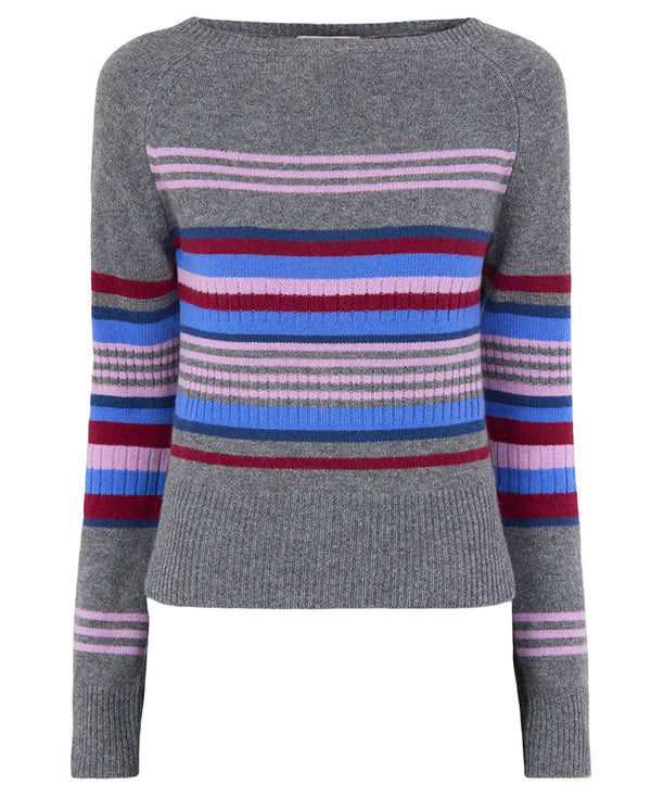 Yesley Wide Neck Jumper - Bold Stripe