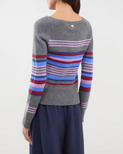 Yesley Wide Neck Jumper - Bold Stripe
