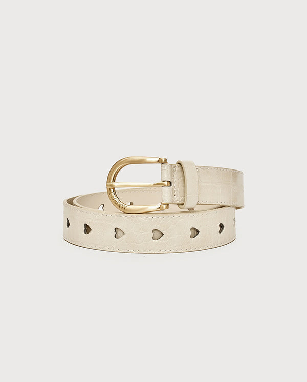 Cut it Out heart Belt - Cream