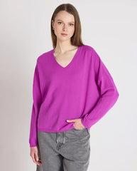 Alicia Cashmere V Neck - Purple Neon