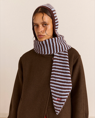 Tie Front Hood - Blue & Choc Stripe