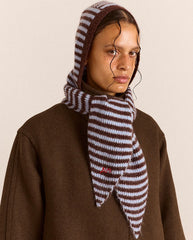 Tie Front Hood - Blue & Choc Stripe