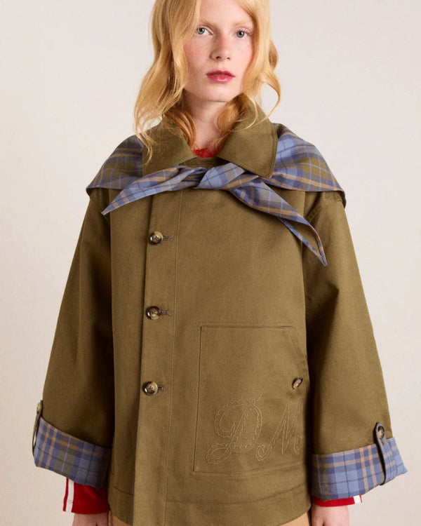 Jerry Crop Trench Coat - Olive