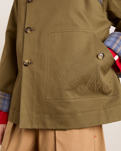 Jerry Crop Trench Coat - Olive