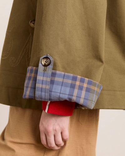 Jerry Crop Trench Coat - Olive