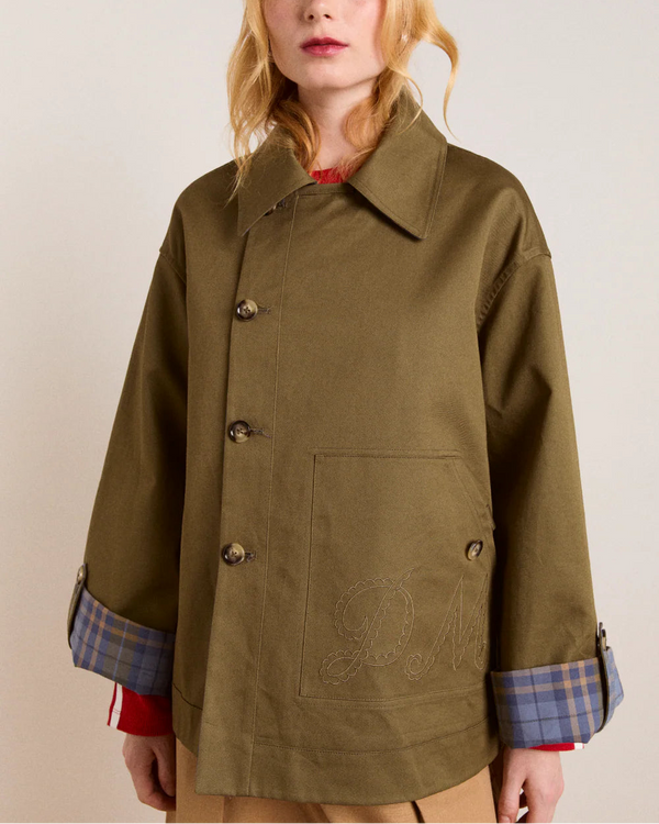 Jerry Crop Trench Coat - Olive
