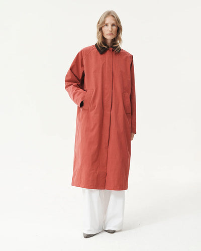 Long Waterproof Coat - Cherry