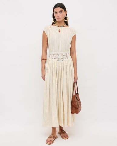 Bethea Midi Dress - Dot Navy