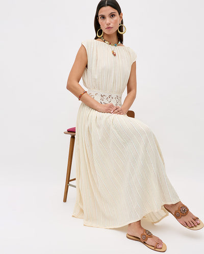 Alayah Lace Embroidery Dress - Cream