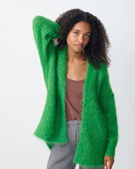 Bymi Fluffy Cardigan Clover melange