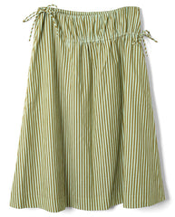 Caspia Volume Midi Skirt - Basil Stripe