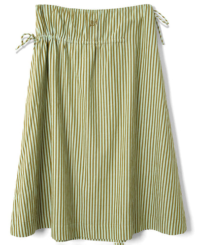 Caspia Volume Midi Skirt - Basil Stripe