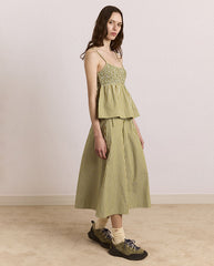 Caspia Volume Midi Skirt - Basil Stripe