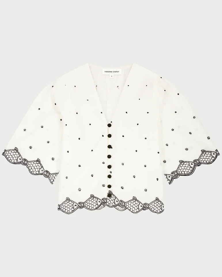 Tylera Blouse - Cosy White/black