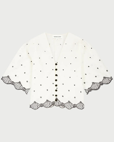 Madeleine Top - Cosy white / Solar Check
