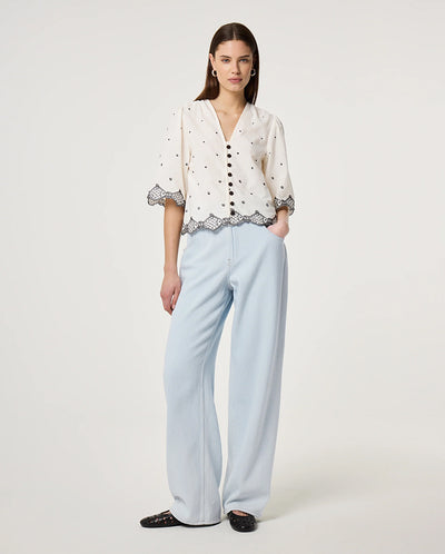 Tylera Blouse - Cosy White/black