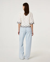 Tylera Blouse - Cosy White/black