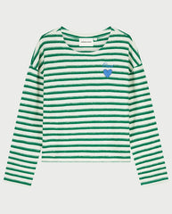 Celina Top - White/Green Stripe
