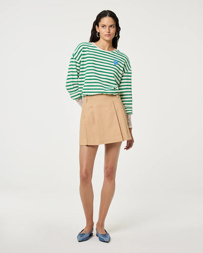 Celina Top - White/Green Stripe