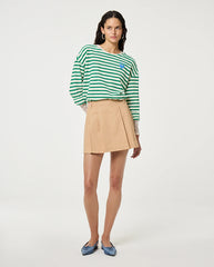 Celina Top - White/Green Stripe